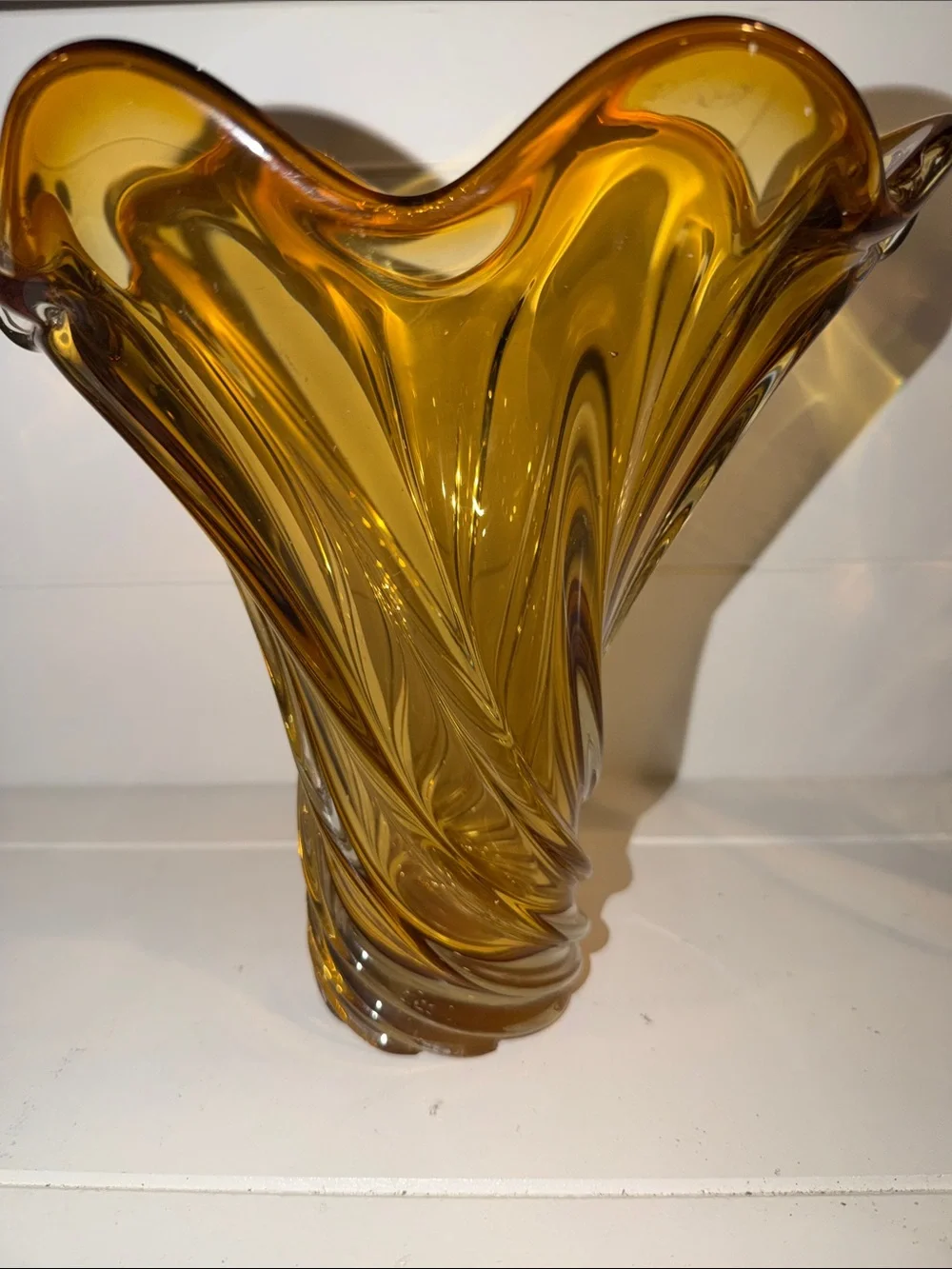 Amber Art Glass Vase - Home Art